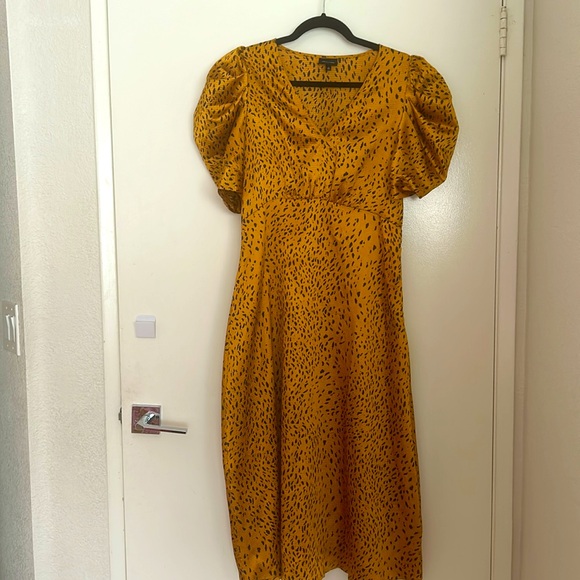 Cheetah Print MIDI Dress with Puff Sleeves - Picture 6 of 8
